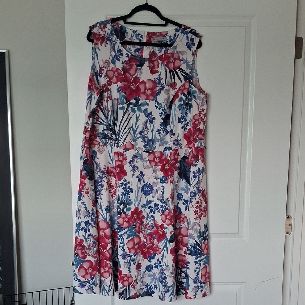 Danny & Nicole Floral Midi Dress - Pink and Blue